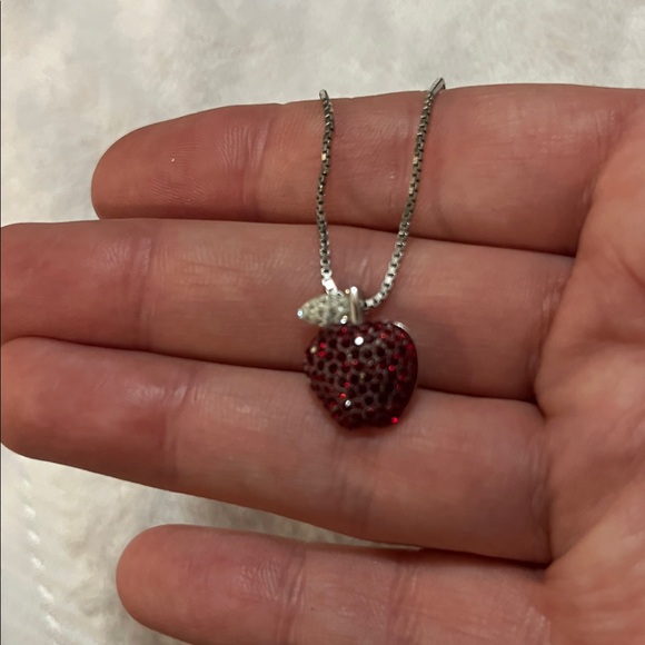 Elegant Red Apple Pendant Necklace - Picture 2 of 4